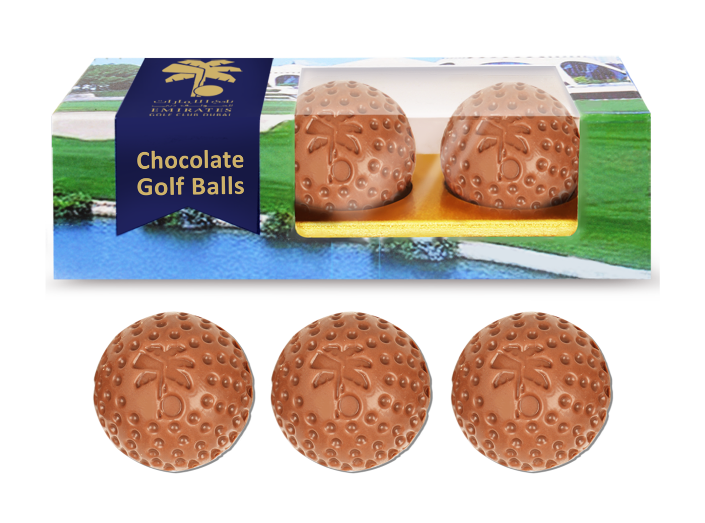 Golf Balls 3Pcs in Customized Belgian Chocolate - Chocovana